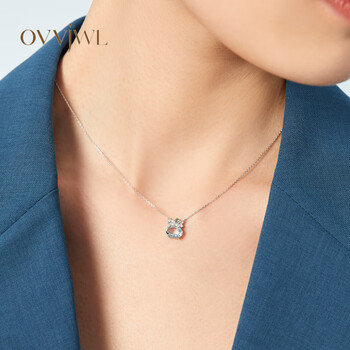 ovvjwl【幸运日系列】2023春夏新款简约银s925海蓝宝项链 银色镶拼16