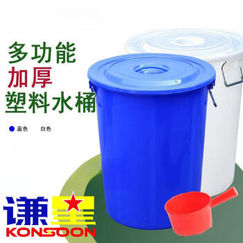 谦星 塑料加厚带盖水桶发酵腌菜储藏桶 T160型蓝色带盖可装240斤