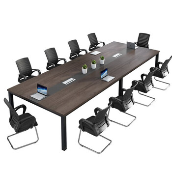 锡田家具会议桌椅组合长桌简约现代办公桌商务接待洽谈 2.4米+8把椅子