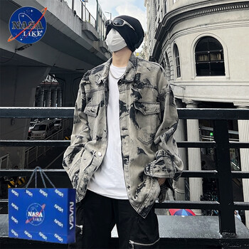 牛仔外套潮牌男秋欧美高街hiphop高级感痞帅夹克灰色xl衣多穿易打理