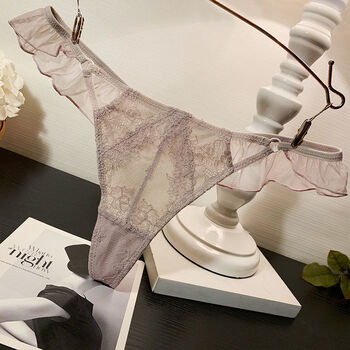 无痕小裤衩辣妹一片式底裤女式蕾丝丁字裤全透明成人情绪迷人9京固 一