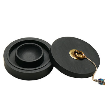 【全网低价】弘梅火锅砚台 天然原石6寸毛笔书法盛墨汁用墨海 文房四宝铜环砚台带盖墨池 【全网低价】弘梅火锅砚台 天然原石6寸毛笔书法盛墨汁用墨海 文房四宝铜环砚台带盖墨池