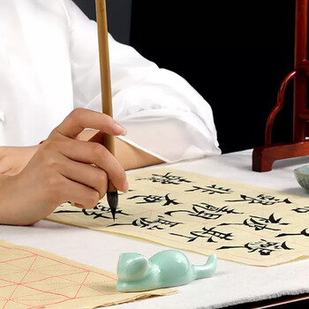 梅林笔庄毛边纸米字格毛笔学生书法练习中楷作品纸初学者仿古宣纸竹浆纸张加厚半生熟6*30格 50张