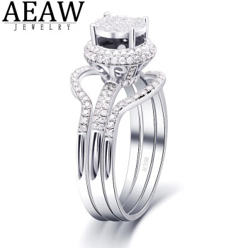 AEAW Jewelry白18K金D色培育钻石女戒指三合一套戒人工钻石女士戒指 定制款