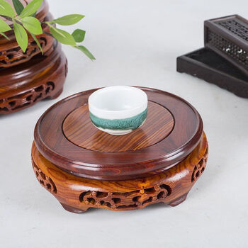 奇石底座支架 珊瑚摆件底座花盆托架圆形实木花瓶奇石佛像工艺品小