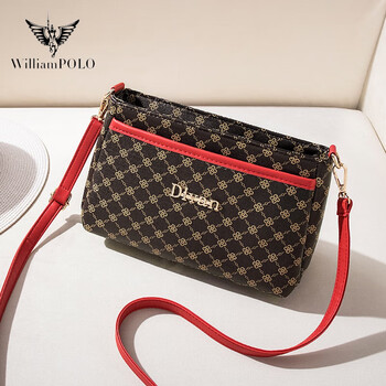 英皇保罗williampolo2024新百搭大气老花包大容量中年女包妈妈款单肩