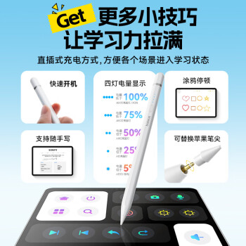 倍思电容笔ipad笔apple pencil二代苹果笔防误触触控笔【直插/Type-C快充线】双充标准版pencil平替