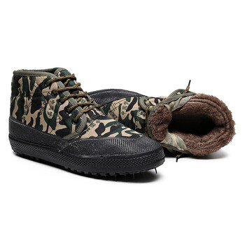东北大黑棉鞋男抗寒零下40度老年人冷库老式迷彩加厚绒解放鞋冬季橙色