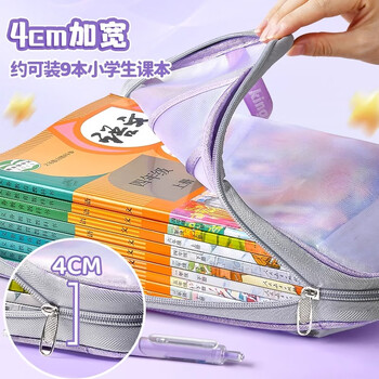 舒星 L型大开口三层网纱拉链袋文件袋A4学科分类袋科目分类袋试卷收纳袋科目袋资料袋书本作业袋手提米