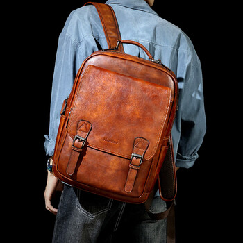 gdcklvi男士包包真皮大容量男背包头层牛皮商务电脑包手工擦色旅行