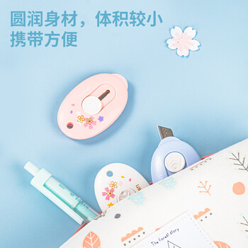 得力（deli）【热门商品】樱花迷你随身美工刀 拆快递小刀学生裁纸刀小号 78010颜色随机(混发2087)