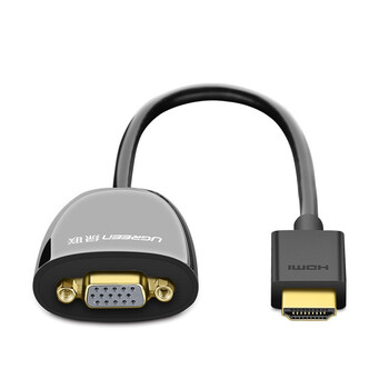 绿联 HDMI转VGA线转换器 高清视频转接头线 电视投影仪显示器线 不带音频口供电口 40253 黑色