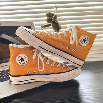 港风复古男鞋高帮帆布鞋夏季薄款情侣休闲鞋韩版百搭学生板鞋潮黄色39