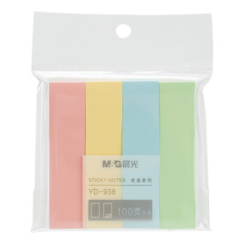 晨光（M&G）文具彩色索引便利贴标签贴小号便签贴纸粘性小条标记书签贴便条纸 办公用品4色76*19mm12包