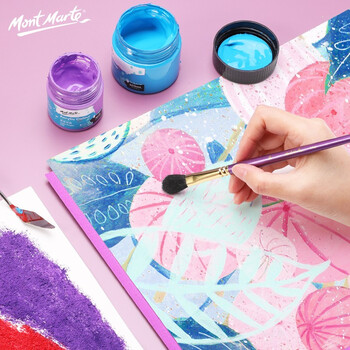 蒙玛特(Mont Marte)画笔12号 颜料画笔儿童画画笔水彩画笔绘画排笔 胖扁峰马毛混合毛毛笔国画笔V MPB0085速写素描