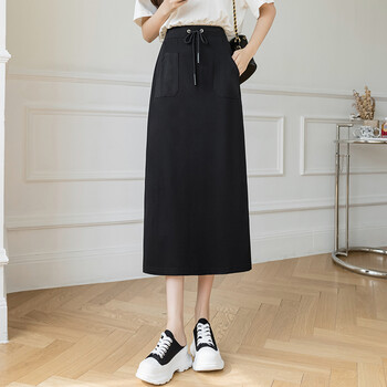 裙女春夏2022新款中长款运动休闲包臀裙子一步直筒长裙黑色s8595斤