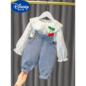 迪士尼婴儿衣服春季洋气公主套装分体一岁五6七7九10个月新生女宝宝秋装 蓝色 73cm
