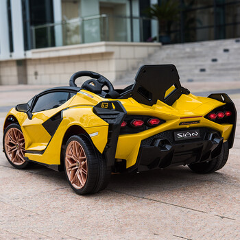 兰博基尼儿童电动车四轮带遥控汽车男女宝宝小孩可坐人玩具车童车黄色