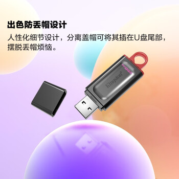 金士顿（Kingston）256GB USB3.2 Gen 1 U盘 DTX 防丢帽 时尚设计 轻巧便携