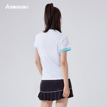 川崎（KAWASAKI）羽毛球服套装女款运动速干短袖T恤训练队服A2806 白黑 2XL