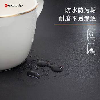 宜适酷（EXCO）黑+灰鼠标垫双面皮质大号笔记本电脑办公防水皮革游戏硬质电竞桌垫0143