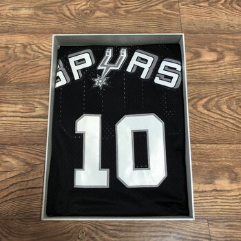 滕讯体育nba全明星刺绣版马刺队10号罗德曼球衣复古经典黑色白男女