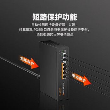 keepLINKKP-9000-204P 百兆6口POE交换机AI智能监控摄像头分离器交换器65W