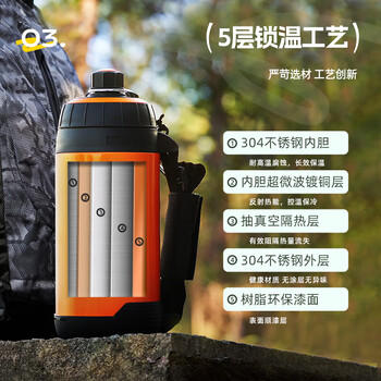 孔雀（Peacock）户外旅行露营大容量真空保温壶便携不锈钢热水瓶 
