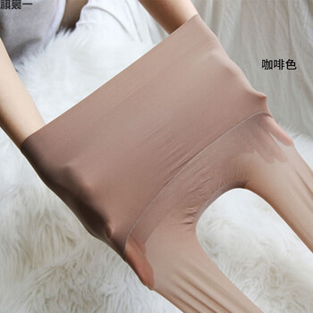 超薄丝袜超薄隐形无痕高腰无缝360度全透明绒超自然隐形连裤袜 咖啡色