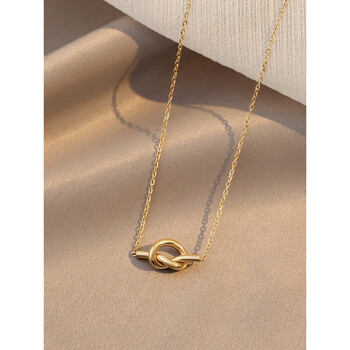 饰由美不掉色项链个性打结女设计感小众2023锁骨链钛钢吊坠 金色打结