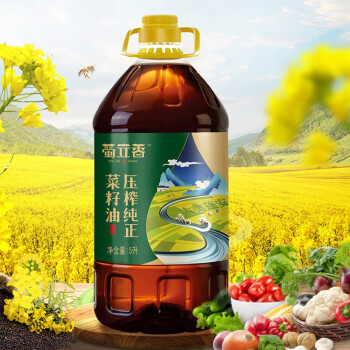 蜀安香食用油非转基因菜籽油压榨纯正型家用桶装油5l