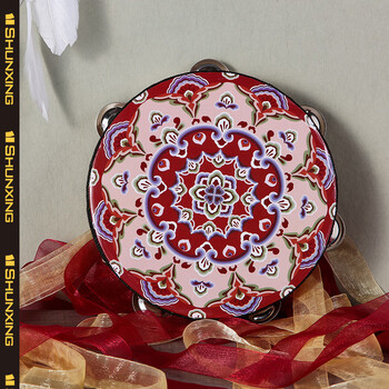 敦煌飞天手鼓新疆维吾尔族铃鼓汉服手持拍照鼓飘带鼓唐鼓舞蹈乐器