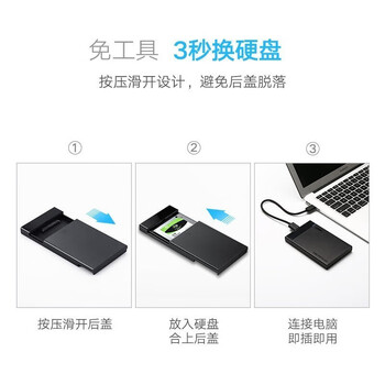 绿联（UGREEN）移动硬盘盒2.5英寸USB3.0转SATA串口硬盘盒子保护转换器 可换线款  30848