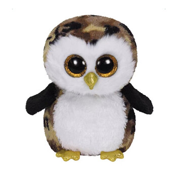 公仔奥利特大眼睛豆豆布娃娃仿真动物毛绒玩具黑斑猫头鹰15cm小号ty