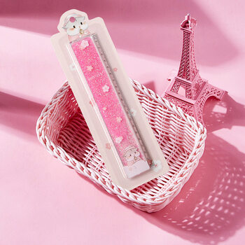 创意樱花流沙书签格尺可爱卡通少女心文具直尺软尺儿童流沙书签尺多