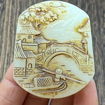 中国 古玉 老玉 古玉老玉老和田玉小店旧藏精品包老的唐代和田玉狻猊玉把件