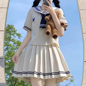 夏季小个子包臀a字一步短裙学生校服水手服下裙领结7283l建议106116斤