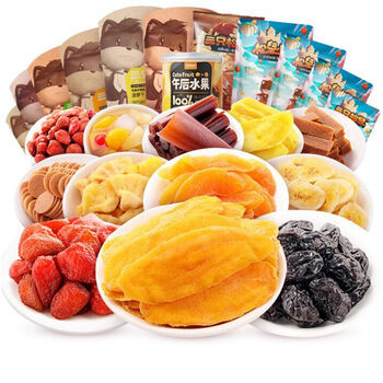 three squirrels3零食水果干草莓干蔓越莓干芒果干混合装零食果脯组合