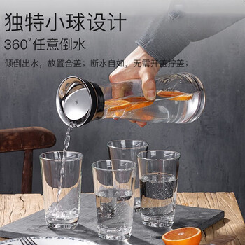 WMF德国进口玻璃冷水瓶水杯套装四件套凉水杯凉杯 倒水杯5件套