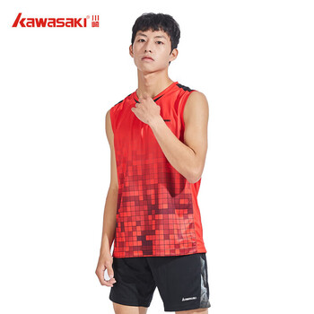 川崎（KAWASAKI）羽毛球服春夏男款训练服速干透气无袖T恤运动背心K1007 白色 L