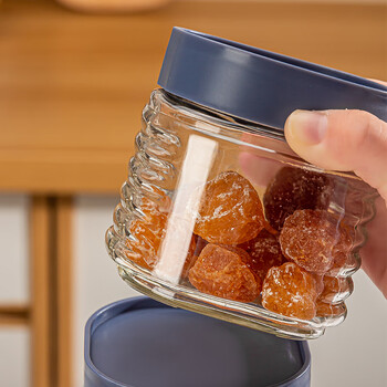 青苹果玻璃瓶密封罐储物罐茶叶干果零食瓶储物器皿茶叶罐 大号1250ml