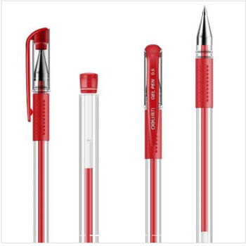 得力（deli） 6600中性笔0.5mm 子弹头0.5mm经济版红色中性笔 12支/1盒装
