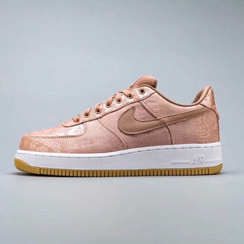 【空军一号丝绸】af1陈冠希联名clot粉丝绸黑白丝绸男女休闲板鞋 粉