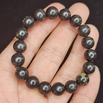 手串药王石手链蛇纹玉男女款圆润饰品绿色单圈藏玉圆珠能量石手串10mm