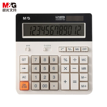 晨光(M&G)文具计算器 电脑按键桌面办公计算机 办公用品12位大屏幕计算器 白色单个装ADG981B3I