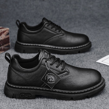 啄木鸟劳保男鞋秋季运动休闲透气小皮鞋黑色工作上班耐磨防水防油厨师