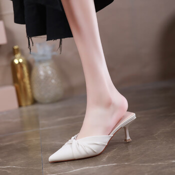 arshfe设计感法式尖头包头拖鞋2023新款高跟凉鞋气质外穿凉拖鞋细跟半