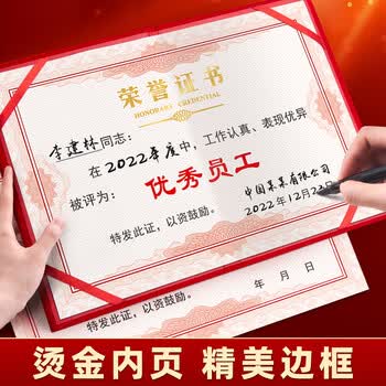 麦浪集 A4荣誉证书高档可定制外壳封面12k聘书内页奖状纸优秀员工毕业结业证书内芯	