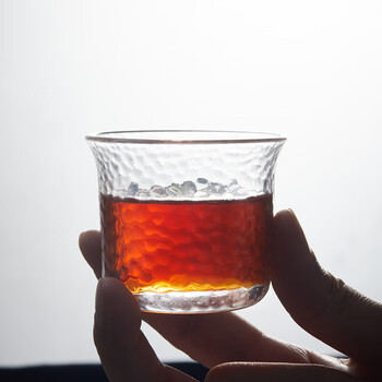 Hero日式锤纹杯透明玻璃咖啡杯耐高温茶杯防滑水杯手冲咖啡杯（单只）