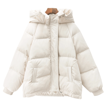 大唐喜乐牛小个子短款棉服女2020秋冬新款棉袄米白色宽松棉衣学生外套